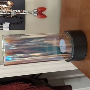 ❤️ PartyLite Silver and Black Candle Holder with Iridescent Glow